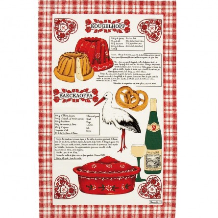 torchon de cuisine en coton rouge-blanc, plein cadre 19429487