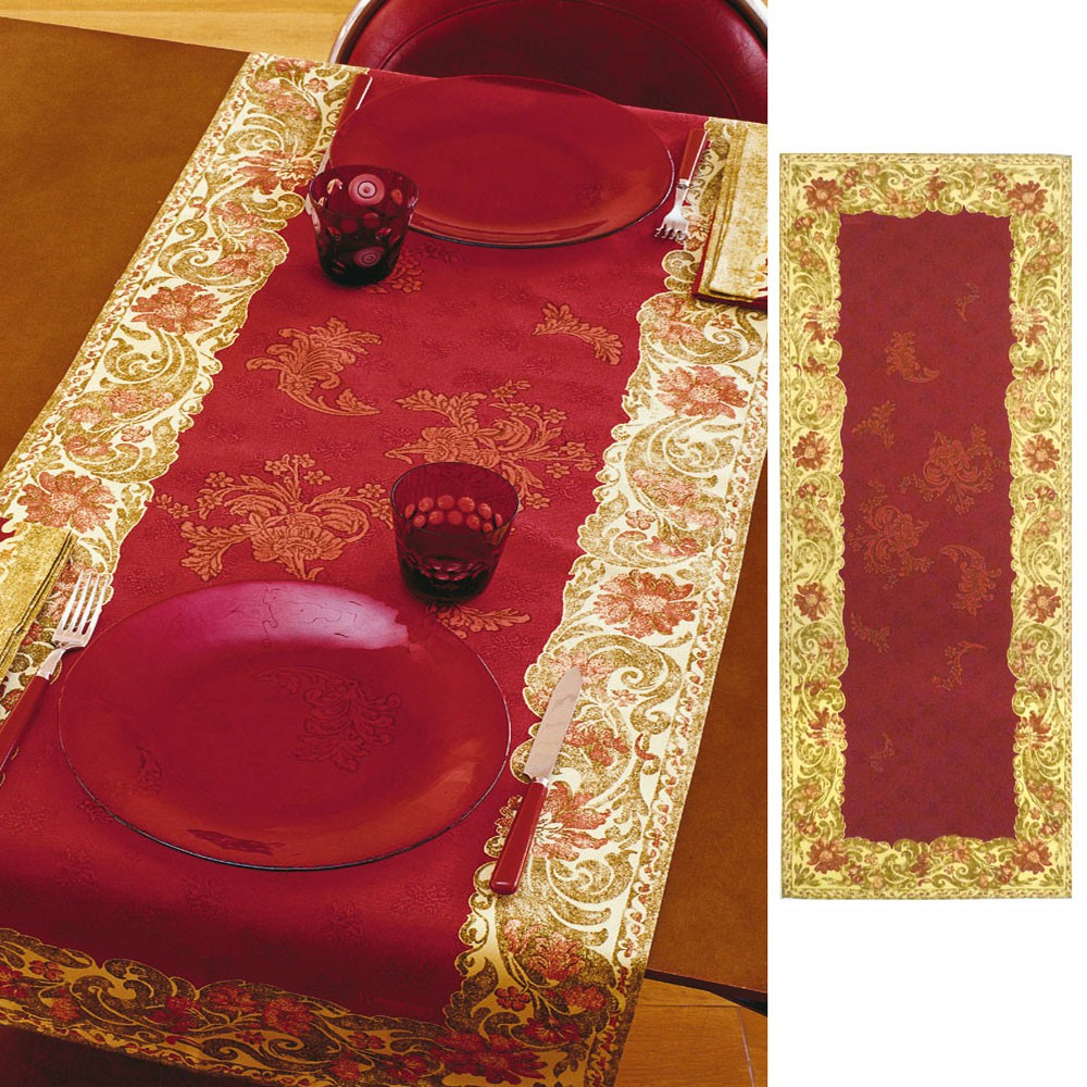 Ponte Vecchio Tischläufer Rot and cm x 130 - Beauvillé Gold Baumwolle 50