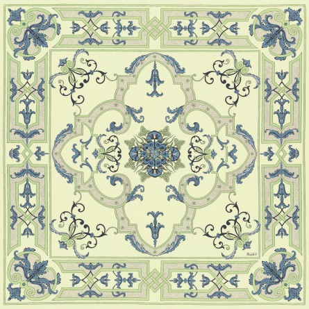 Trianon Tablecloth - Cream ground/blue