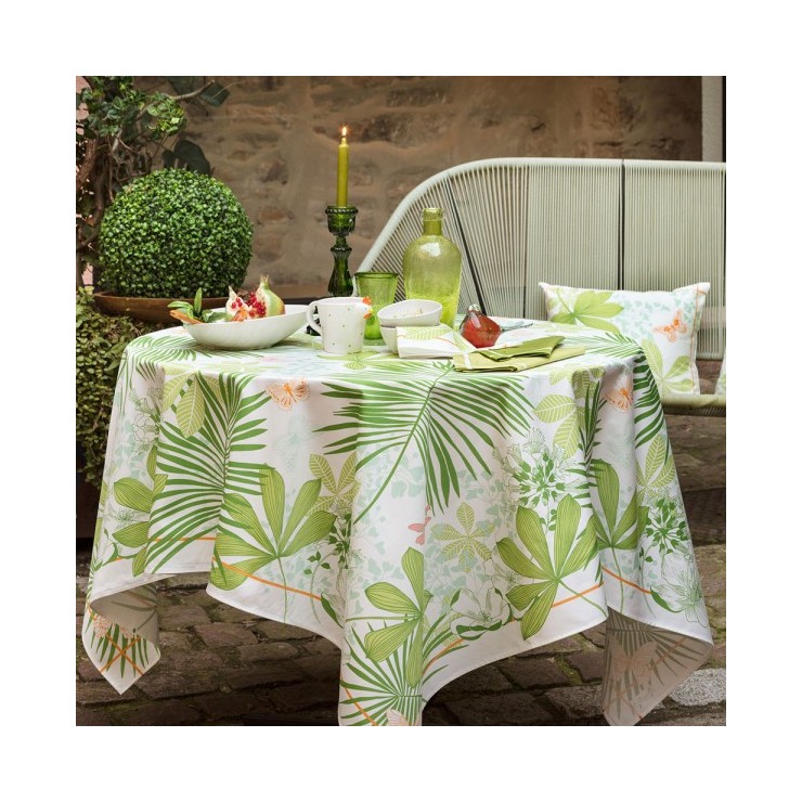 Grandes Palmes coated Tablecloth