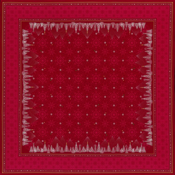 Chemin de table Megève Gris Noir et Rouge 50 x 150 cm Coton - Beauvillé