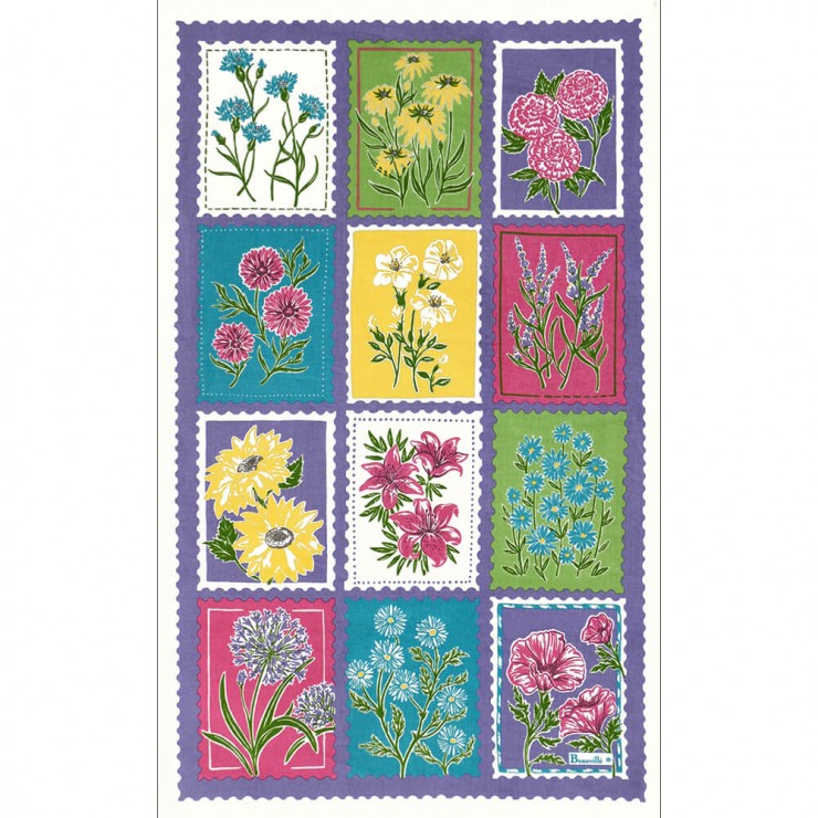 Torchon Timbres en fleurs