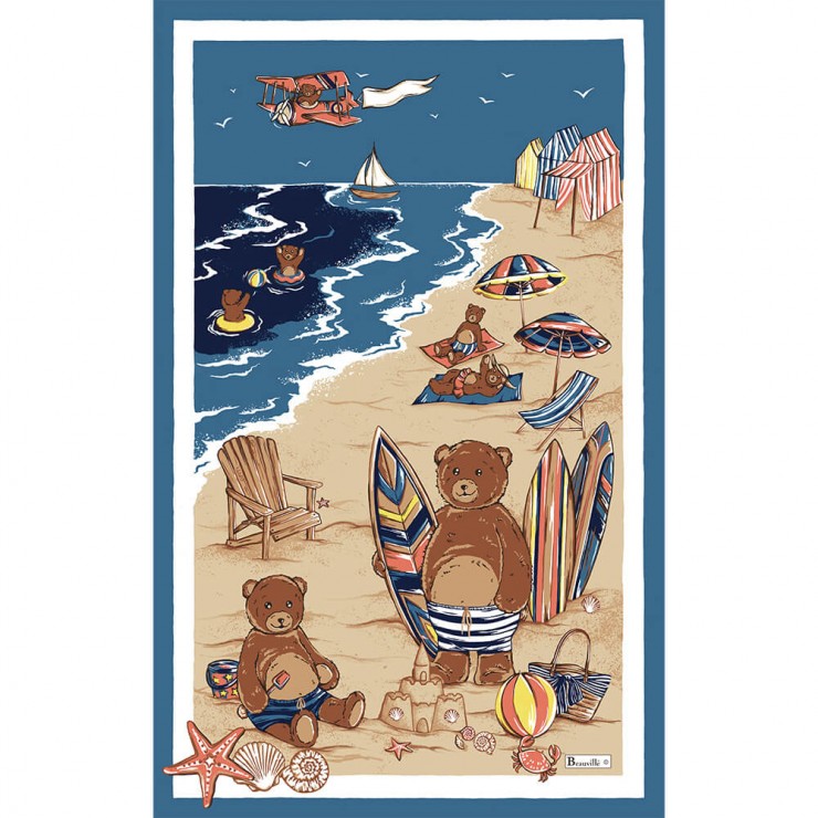 Teddy à la plage teatowel