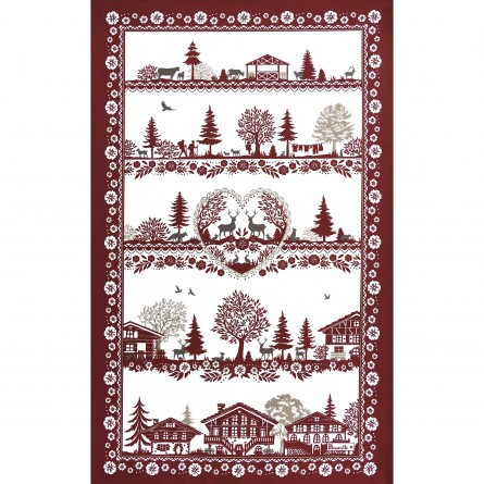 Chalets enchantés tea towel