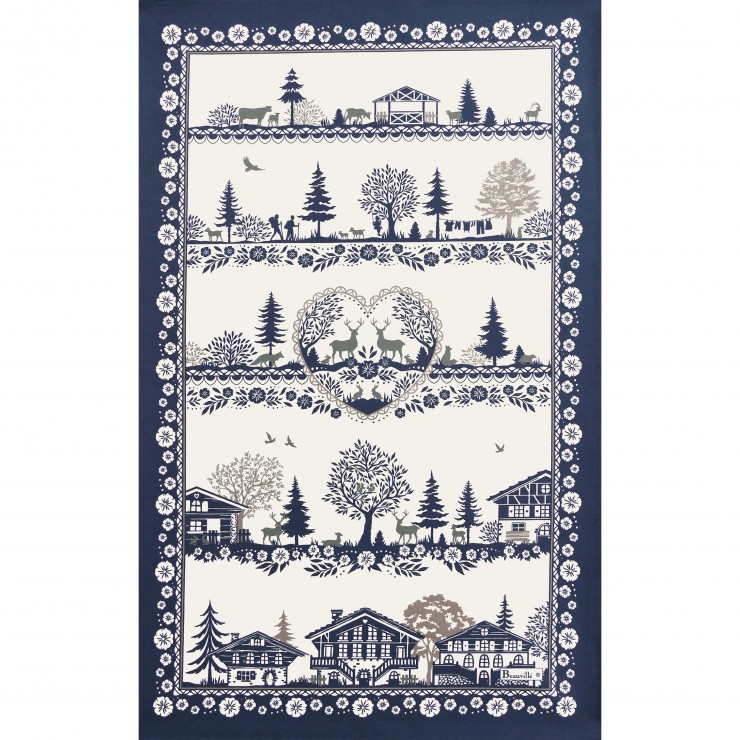 Chalets enchantés tea towel